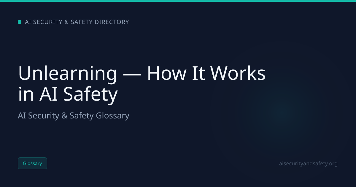 Unlearning — How It Works in AI Safety | AI Safety Directory